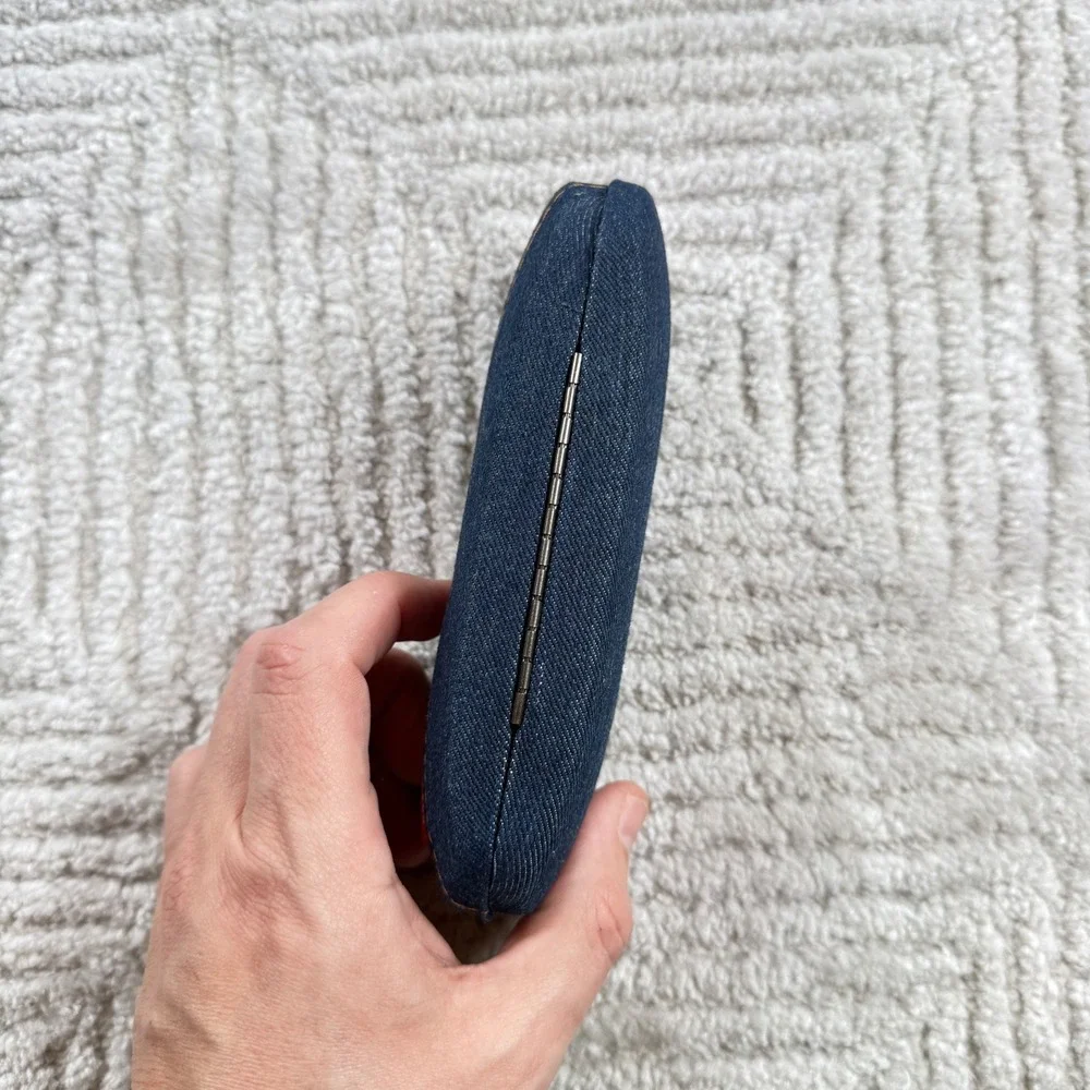 Muche et Muchette Glasses Case Blue Denim Hard Shell Eyewear Protector Y2K Retro